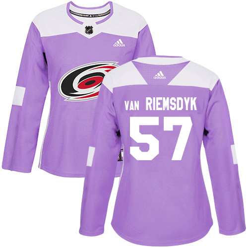 Adidas Hurricanes #57 Trevor Van Riemsdyk Purple Authentic Fights Cancer Women's Stitched NHL Jersey - Click Image to Close